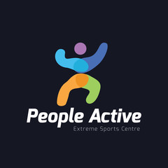 People active logo,people logo. sport logo, fitness logo. vector logo template