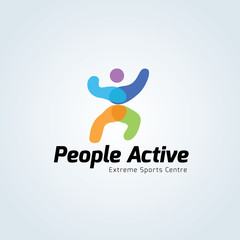 People active logo,people logo. sport logo, fitness logo. vector logo template