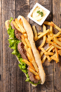 sandwich with beef and french fries