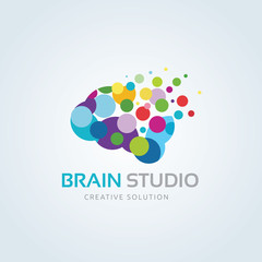 Brain studio logo.brain logo. idea logo. creative logo.vector logo template