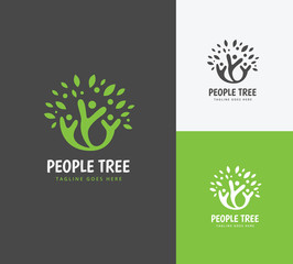 People tree logo. family logo. green logo.eco logo.vector logo template.