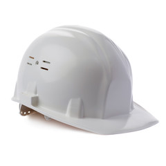 Fototapeta premium Plastic safety helmet over isolated white background
