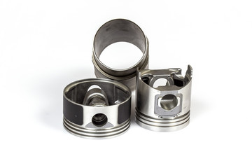 automobile parts piston isolated on a white background