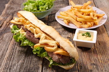 sandwich with beef and french fries