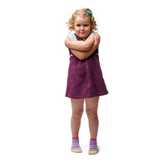 Young little girl standing over isolated white background