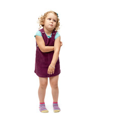 Young little girl standing over isolated white background