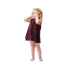 Young little girl standing over isolated white background