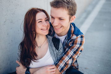 Lovely couple sitting in the park background