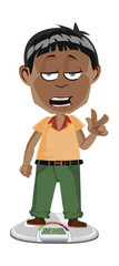 Cartoon man on the scales