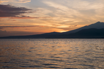 Awesome sunrise and still water on Gili Air Island, Indonesia