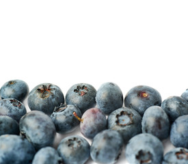 Pile of Bilberry or blueberry over isolated white background