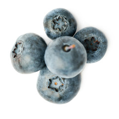 Pile of Bilberry or blueberry over isolated white background