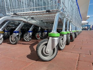 Row of shopping carts