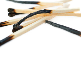 Pile of Wooden matches isolated over the white background