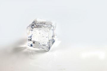 ice cubes on white background.