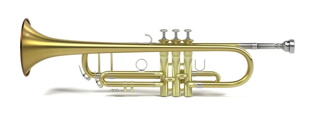 3d rendering of jazz trumpet - obrazy, fototapety, plakaty