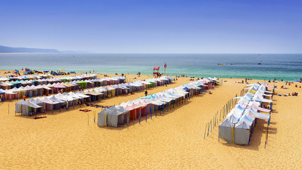 Fototapeta na wymiar beach in Nazare on the shores of the Atlantic Ocean. Portugal
