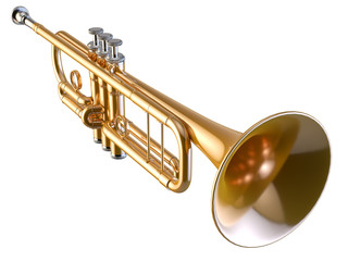 Naklejka na ściany i meble Trumpet isolated on white