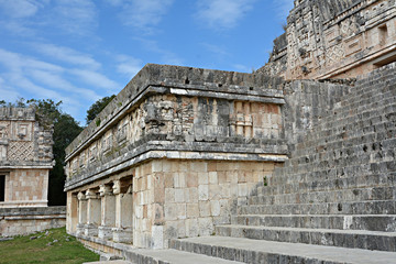 Fototapeta premium Architectural details of the nunnery building in Uxmal. Yucatan