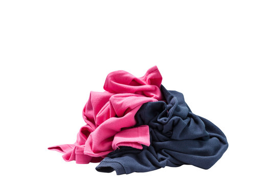 Pile Of Dirty Laundry Isolated On White.