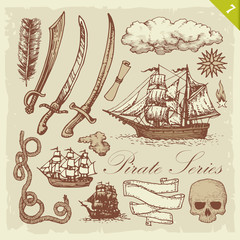 Pirate Sketches Layered Vector Set 