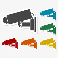Multicolored paper stickers - Security camera icon 