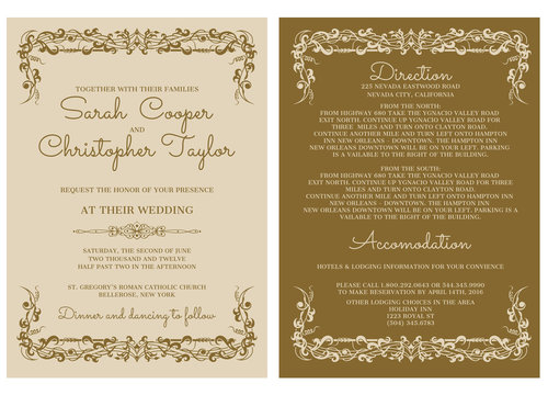 Wedding Invitation Card Invitation with ornaments 