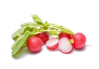 Fresh red radish isolated on white background