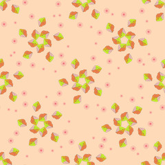 Flowers and leaves. Seamless vector texture. Natural ornament