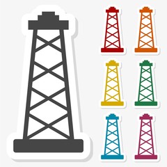 Multicolored paper stickers - Oil rig icon