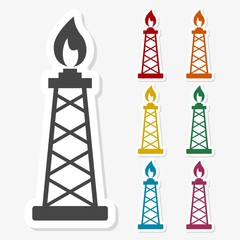 Multicolored paper stickers - Oil rig icon