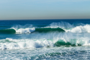 Waves blue ocean horizon