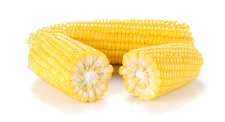 Yellow Corn on white background.