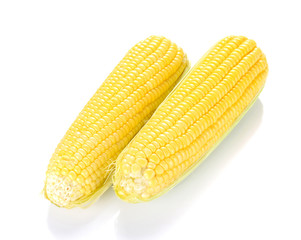 Two Yellow Corn on white background.