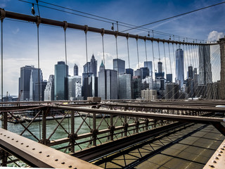 New York Manhattan skyline from the Brooklyn Bridge 