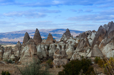 Unique geological formations in Cappadocia, Central Anatolia, Turkey