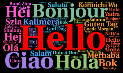 Hello in different languages word cloud  © Ricochet64