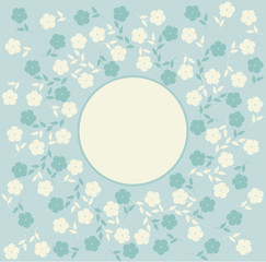 Circle frame with stylish flowers and leaves