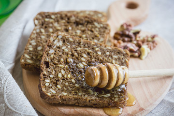 tea with bread and honey