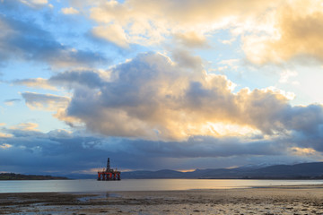 Semi Submersible Oil Rig at Cromarty Firth in Invergordon, Scotland