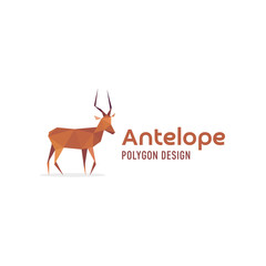 Antelope African isolated, faces polygons style logo design animal in low poly