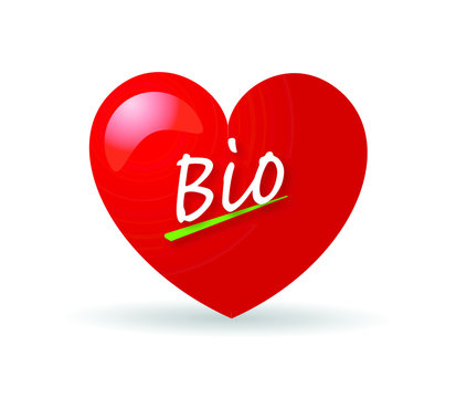 Bio Natural Vegan hart - I love Bio symbol logo