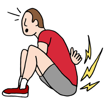 recommend clip art: man having back pain while doing setups