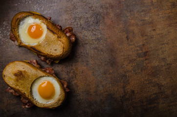 Toasted cheese bread with egg inside