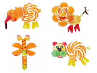 creative marmalade fruit jelly sweet food elephant form collage