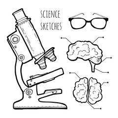 Science set. Sketch illustration.
