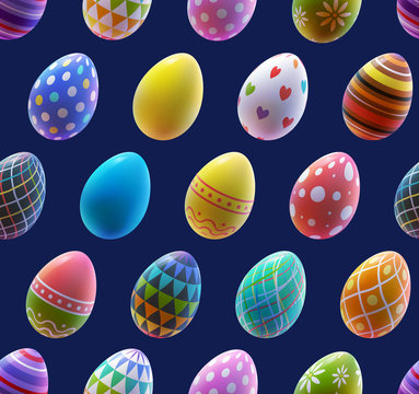 Colorful realistic. Seamless pattern. Easter collection. Vector illustration.