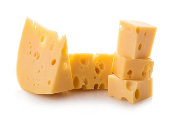 piece of cheese isolated on a white background