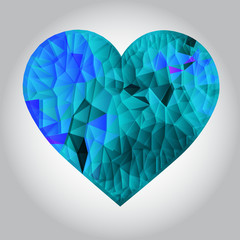 Naklejka na ściany i meble Vector image of stylized blue polygonal heart