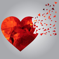 Obraz premium Vector image of stylized broken polygonal heart